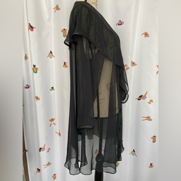 Sheer Black Button-Up Cardigan - Picture 4 of 7